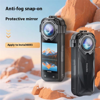 For Insta360 X5 Lens Protector Action Camera Snap-On Glass Cover 9H Hardness Anti Fog / Waterproof / Scratch Resistant