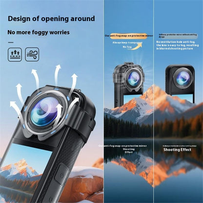 For Insta360 X5 Lens Protector Action Camera Snap-On Glass Cover 9H Hardness Anti Fog / Waterproof / Scratch Resistant