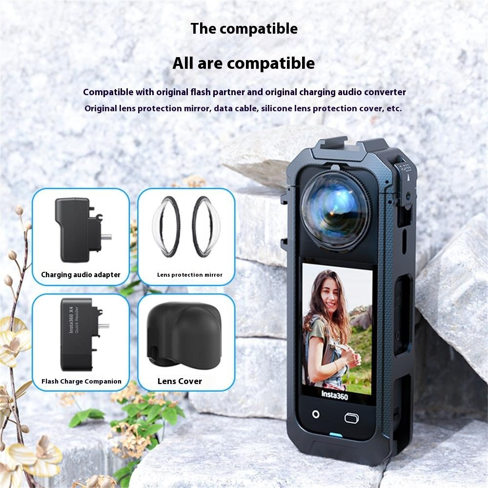 For Insta360 X5 Panoramic Action Camera Magnetic Quick Release Plastic Protective Frame