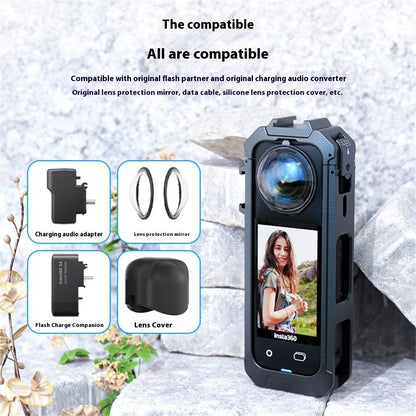 For Insta360 X5 Panoramic Action Camera Magnetic Quick Release Plastic Protective Frame