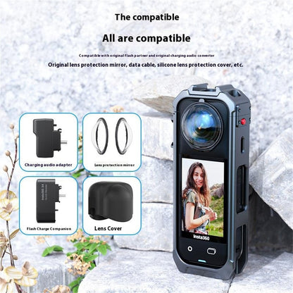For Insta360 X5 Panoramic Action Camera Cage Quick Release Metal Protective Frame with Magnetic Base