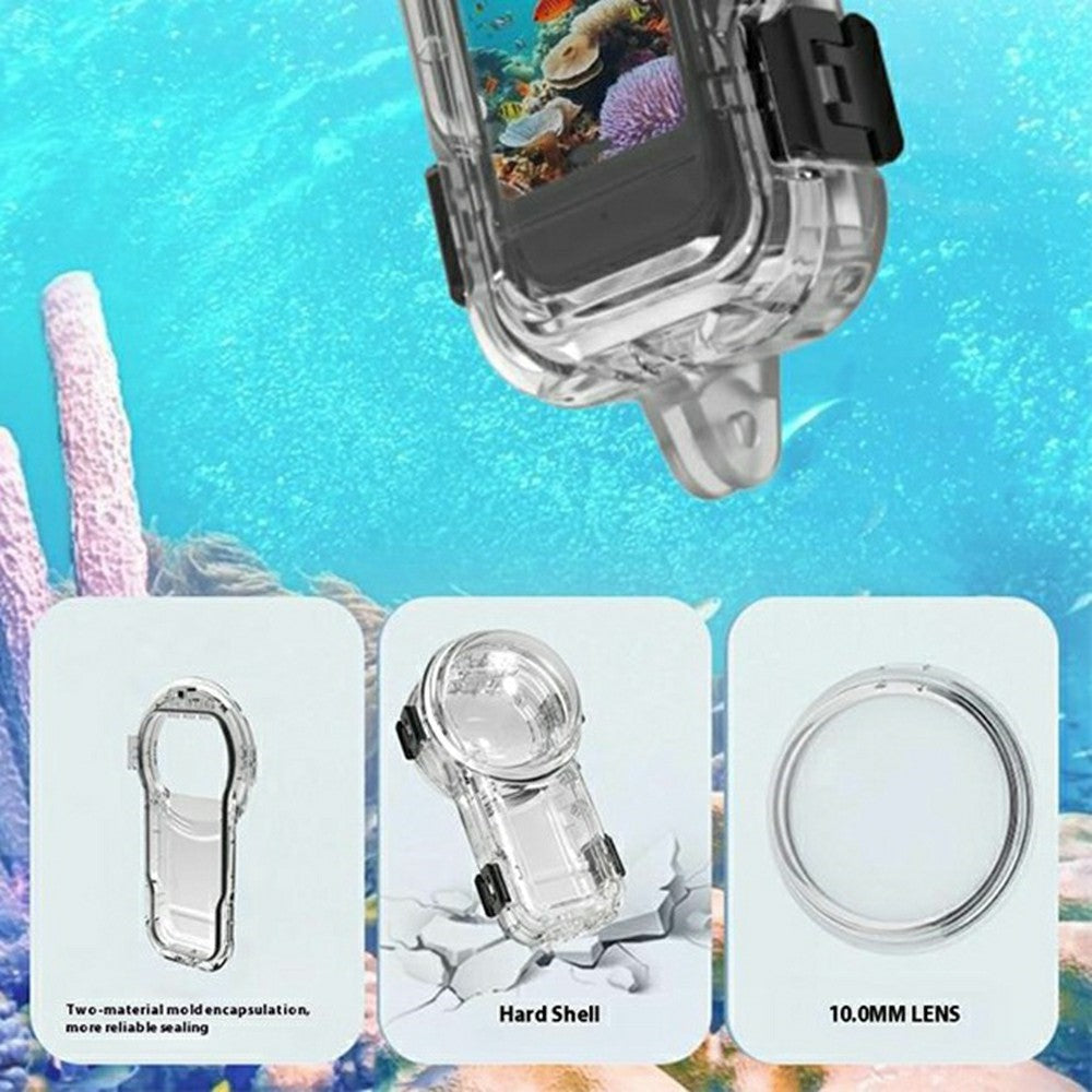 For Insta360 X5 Action Camera Invisible Diving Case 60M Underwater Hard PC Waterproof Housing