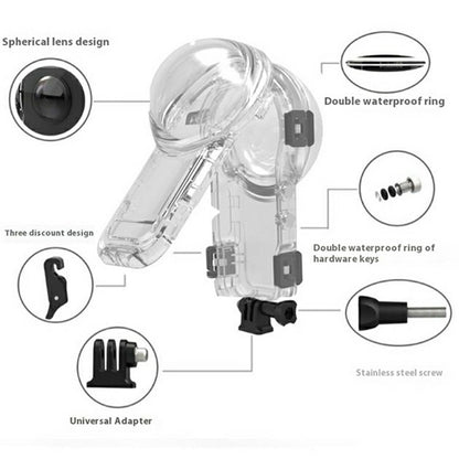 For Insta360 X5 Action Camera Invisible Diving Case 60M Underwater Hard PC Waterproof Housing