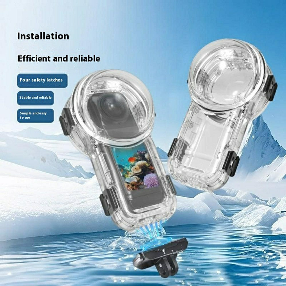 For Insta360 X5 Action Camera Waterproof Case Invisible Diving Housing Compatible with Magnetic Quick Release Mount