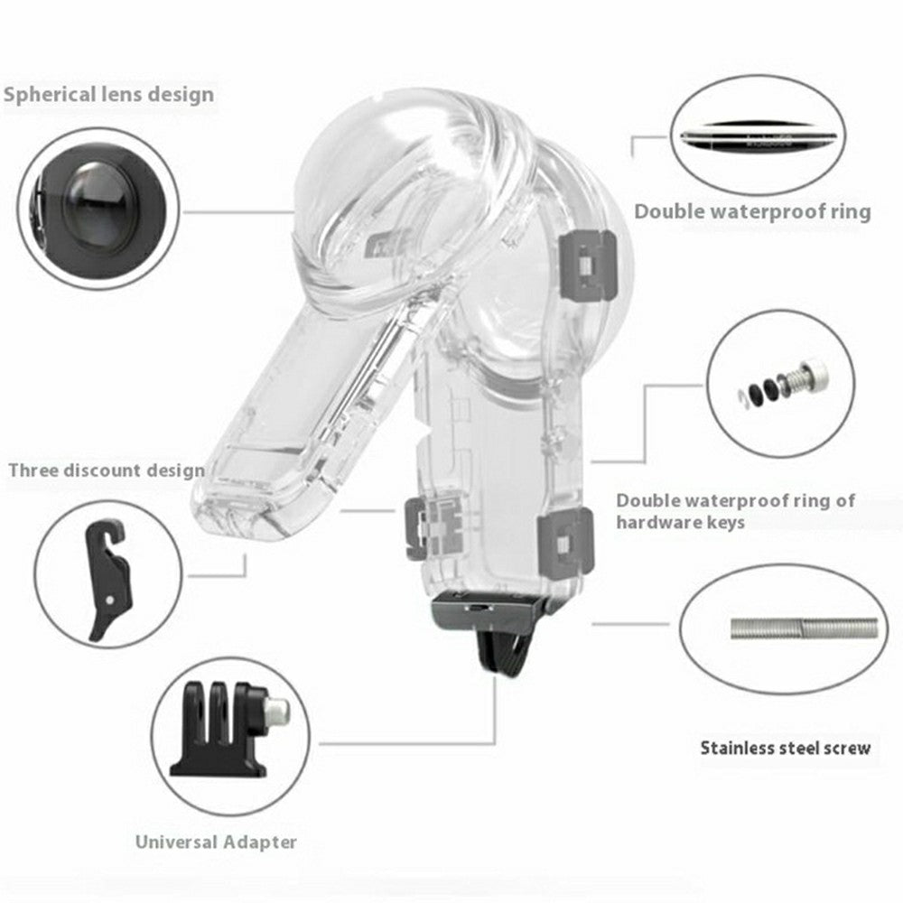 For Insta360 X5 Action Camera Waterproof Case Invisible Diving Housing Compatible with Magnetic Quick Release Mount