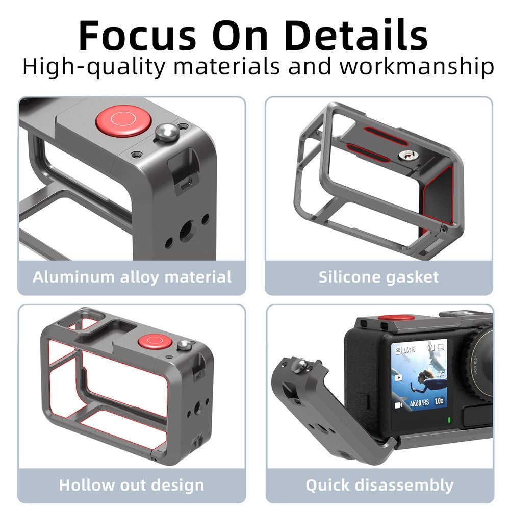 FLW042 For DJI Action 5 Pro / 4 / 3 Camera Cage Aluminum Alloy Multi-Interface Expansion Frame