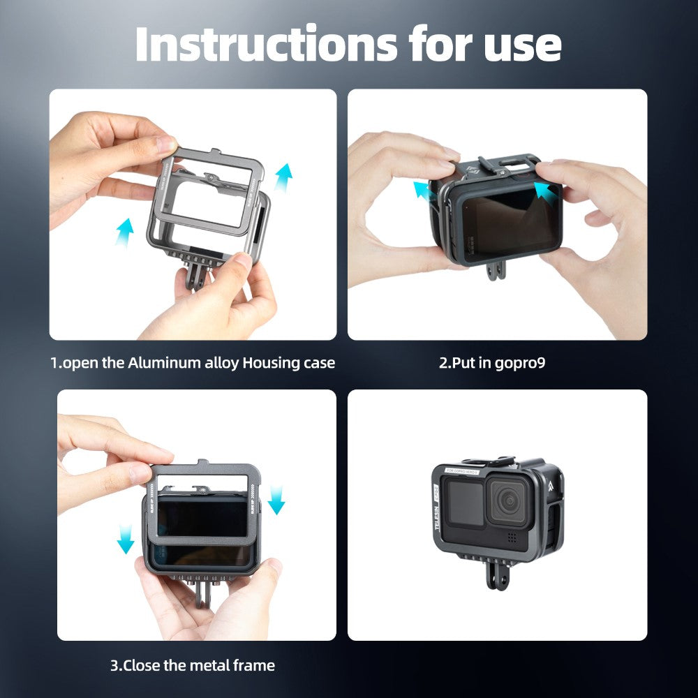 TELESIN AT1102 Aluminum Alloy Housing Case Shell for GoPro Hero 10 / 9