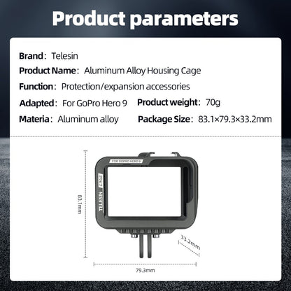 TELESIN AT1102 Aluminum Alloy Housing Case Shell for GoPro Hero 10 / 9