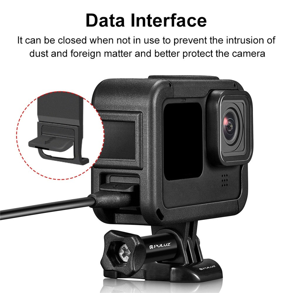 PULUZ PU583B Protective Frame for GoPro Hero 11 Black / 10 Black / 9 Black Camera Cage with Charging Side Cover