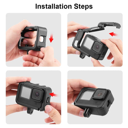 PULUZ PU583B Protective Frame for GoPro Hero 11 Black / 10 Black / 9 Black Camera Cage with Charging Side Cover