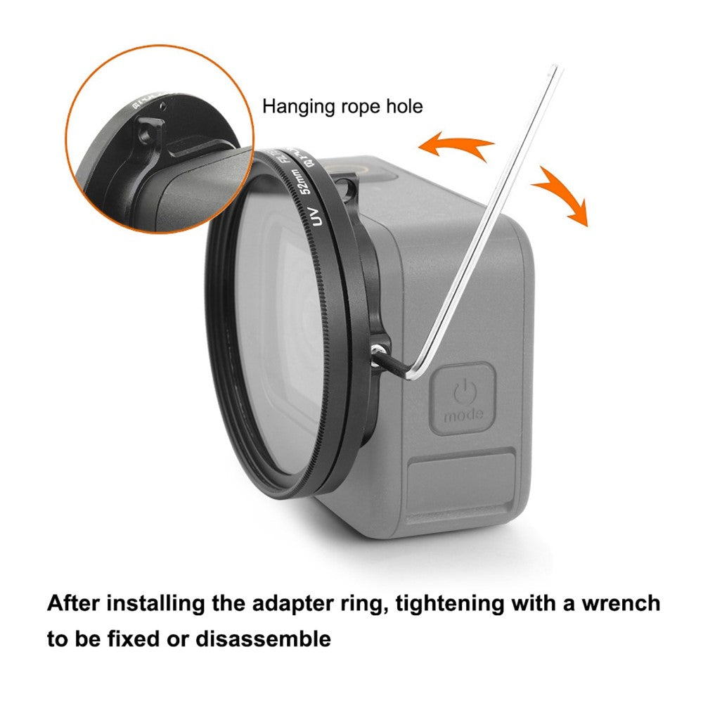 PULUZ PU596B 52mm CPL UV Filter for GoPro Hero 11 Black / 10 Black / 9 Black Camera Lens Filter with Adapter Ring