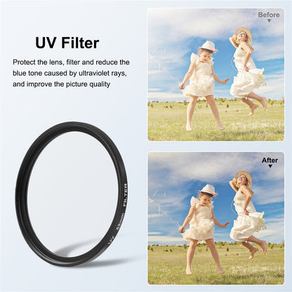 PULUZ PU596B 52mm CPL UV Filter for GoPro Hero 11 Black / 10 Black / 9 Black Camera Lens Filter with Adapter Ring