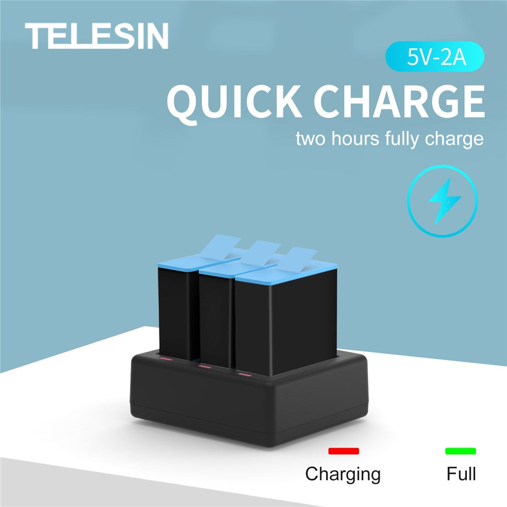 TELESIN AT1103 Triple Channel Battery Charger for GoPro HERO 9 Black Battery Charger