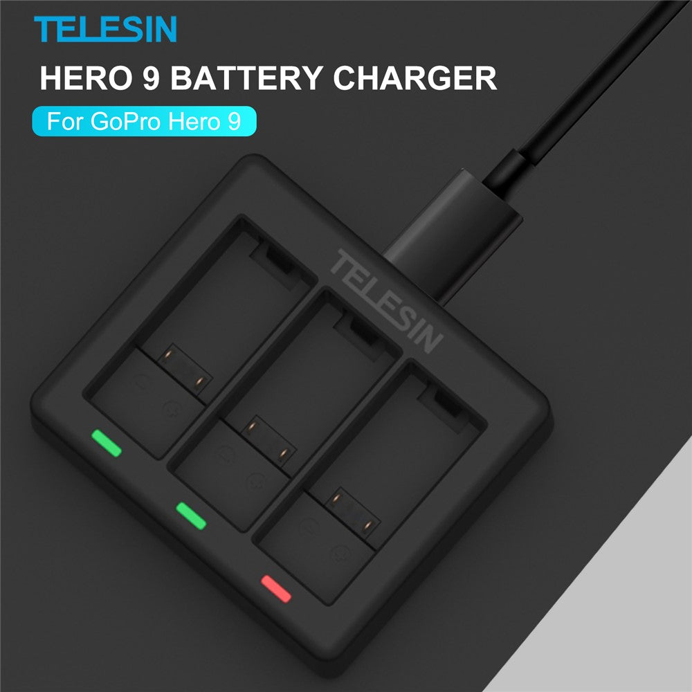 TELESIN AT1103 Triple Channel Battery Charger for GoPro HERO 9 Black Battery Charger