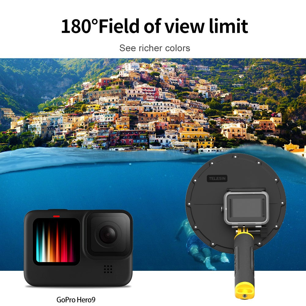 TELESIN AT1104 Dome Port with Floating Handle Trigger for GoPro Hero 9 Black Underwater Dive Case