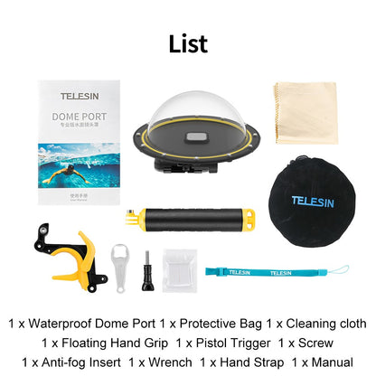 TELESIN AT1104 Dome Port with Floating Handle Trigger for GoPro Hero 9 Black Underwater Dive Case