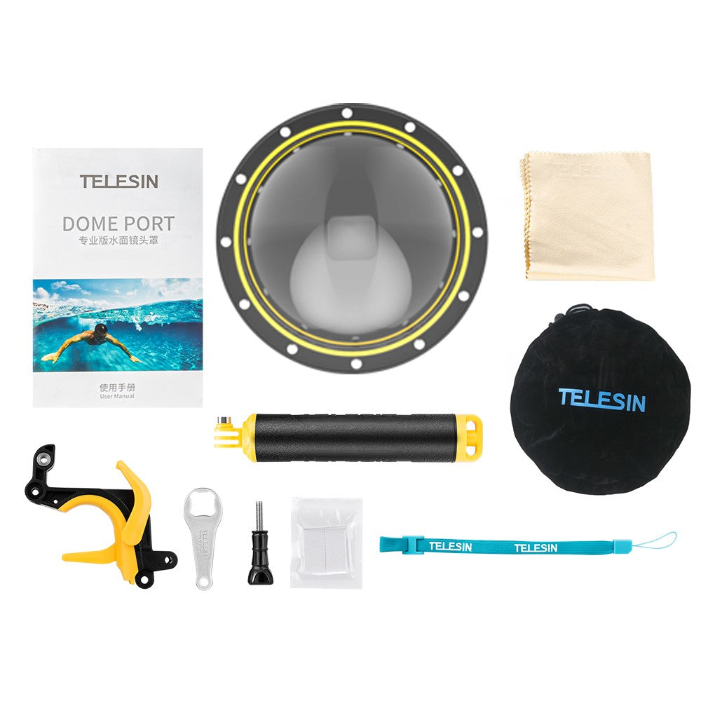 TELESIN AT1104 Dome Port with Floating Handle Trigger for GoPro Hero 9 Black Underwater Dive Case