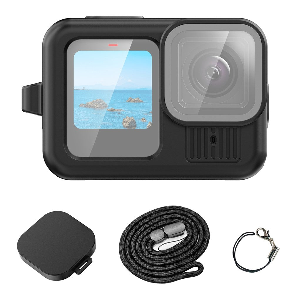 PULUZ PU948 For GoPro HERO13 Black Scratch Resistant Silicone Protective Case with Lens Cap and Hand Strap Set