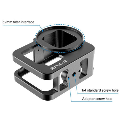 PULUZ PU508B For GoPro Hero 11 Black / 10 Black / 9 Black Metal Protective Camera Cage with UV Lens Filter