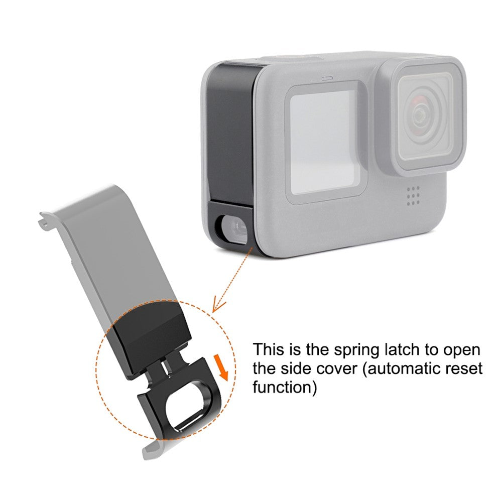 PULUZ PU517 Battery Cover for GoPro Hero 11 Black / 10 Black / 9 Black Camera Aluminum Alloy Side Lid