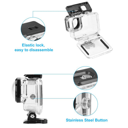 PULUZ PU559 For GoPro HERO11 Black / 10 Black / 9 Black Waterproof Case Max Lens Mod 40m Underwater Housing with Mount Base