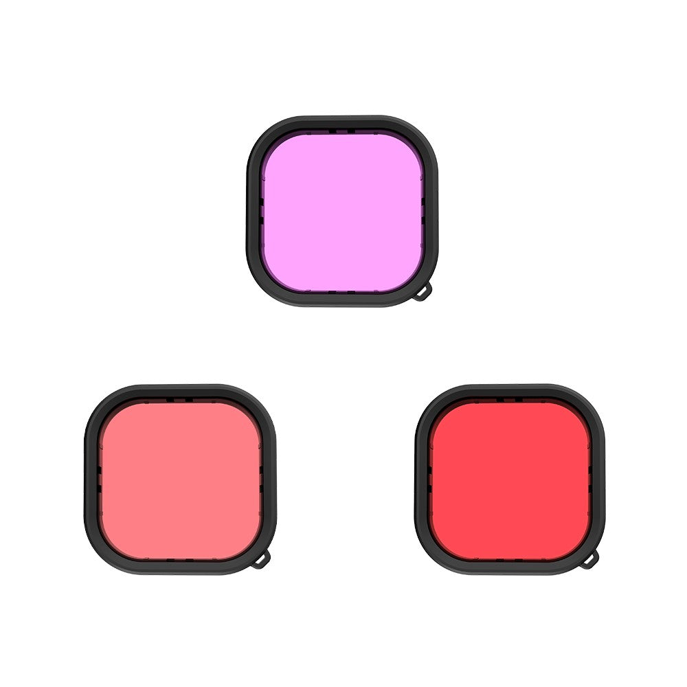 TELESIN GP-FLT-904 3 in 1 Waterproof Case Filters for GoPro Hero 9 / 10 / 11 Red / Pink / Purple Lens Filter Set