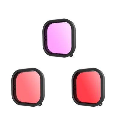 TELESIN GP-FLT-904 3 in 1 Waterproof Case Filters for GoPro Hero 9 / 10 / 11 Red / Pink / Purple Lens Filter Set