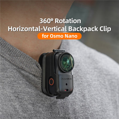 SUNNYLIFE ON-J062 For DJI Osmo Nano Backpack Clip Holder 360 Degree Rotatable Camera Mount Alligator Clamp Outdoor Photography