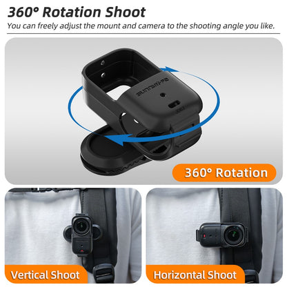 SUNNYLIFE ON-J062 For DJI Osmo Nano Backpack Clip Holder 360 Degree Rotatable Camera Mount Alligator Clamp Outdoor Photography