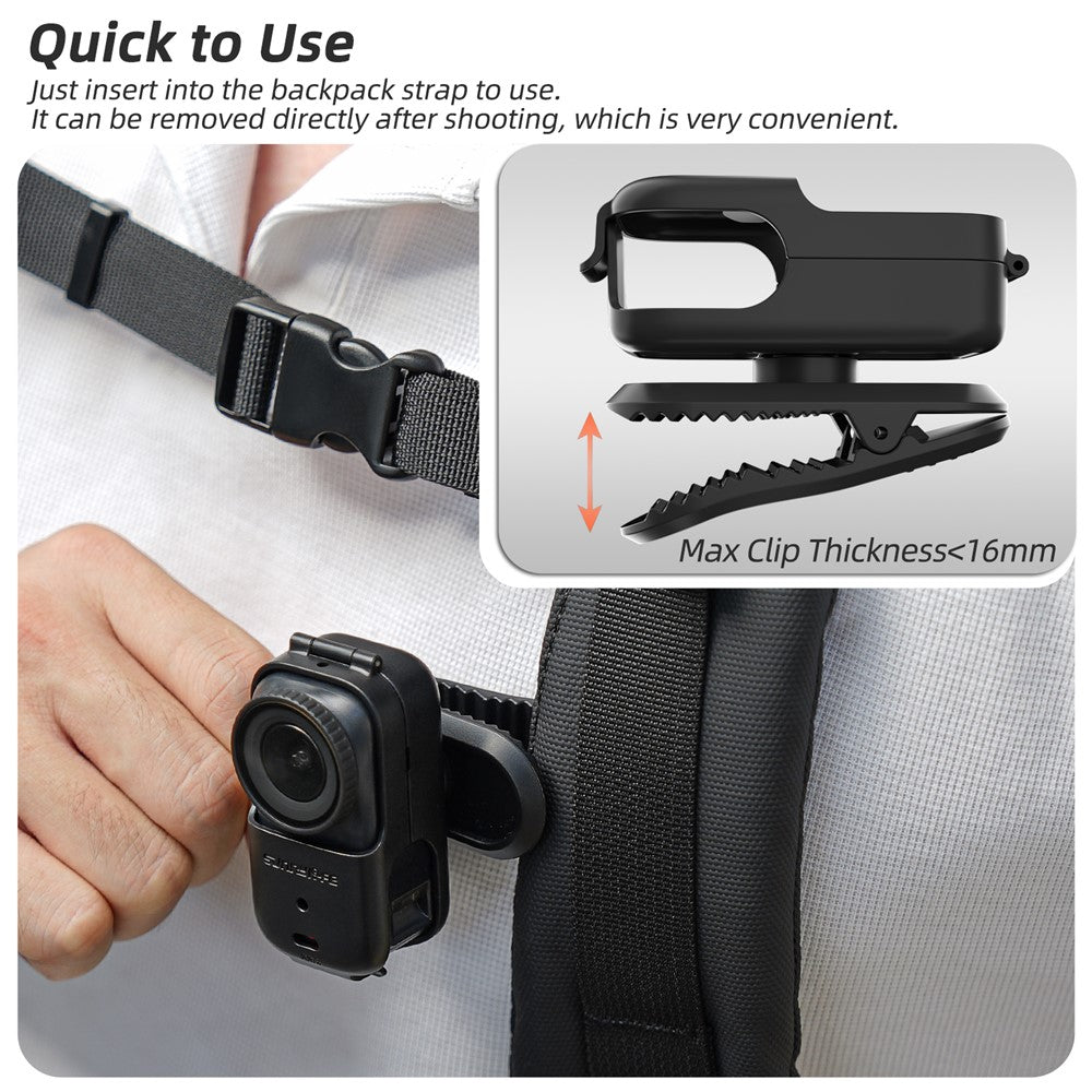 SUNNYLIFE ON-J062 For DJI Osmo Nano Backpack Clip Holder 360 Degree Rotatable Camera Mount Alligator Clamp Outdoor Photography
