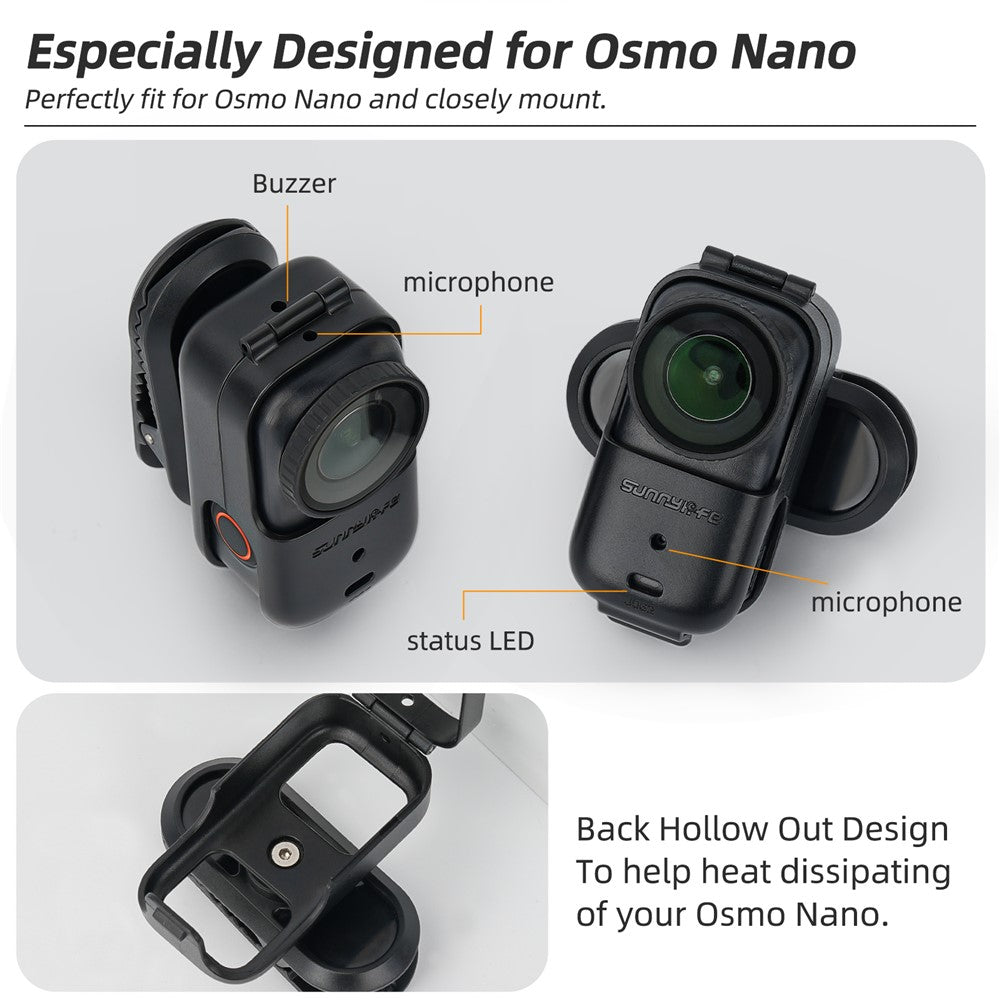 SUNNYLIFE ON-J062 For DJI Osmo Nano Backpack Clip Holder 360 Degree Rotatable Camera Mount Alligator Clamp Outdoor Photography