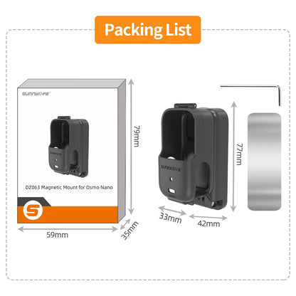 SUNNYLIFE ON-DZ063 For DJI Osmo Nano Magnetic Mount Stand 360 Degree Rotatable Folding Camera Holder