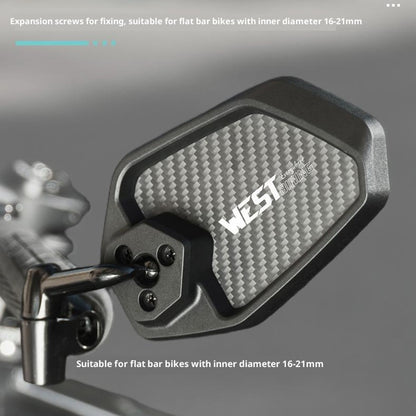 WEST BIKING 0720051B0001 Bicycle Left Rearview Mirror 360° Adjustable Rearview Mirror Carbon Fiber Back Plate for Bike