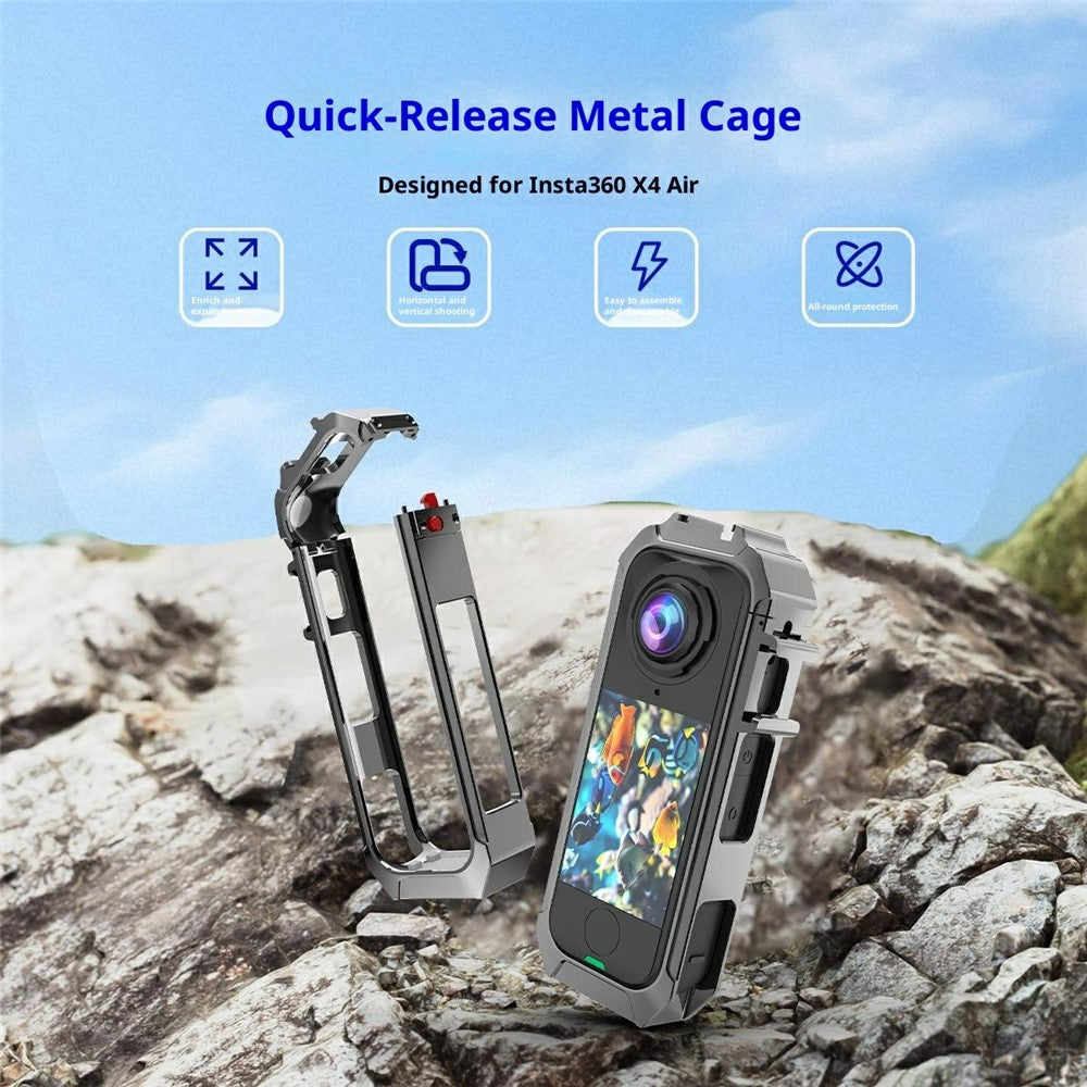 For Insta360 X4 Air Camera Metal Cage Quick Release Magnetic Protective Frame