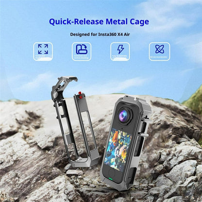 For Insta360 X4 Air Camera Metal Cage Quick Release Magnetic Protective Frame