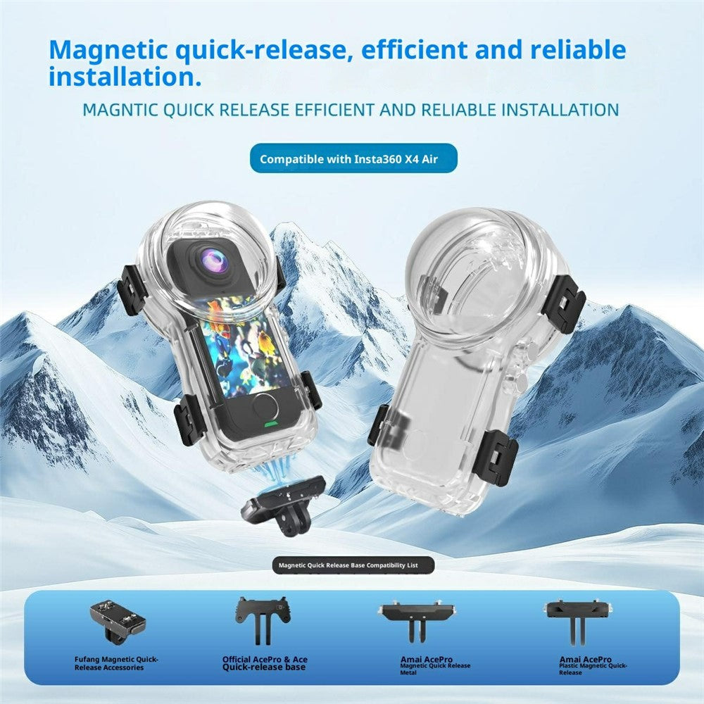 For Insta360 X4 Air Camera Invisible Diving Case 50m Waterproof Shell for Magnetic Quick Release Base