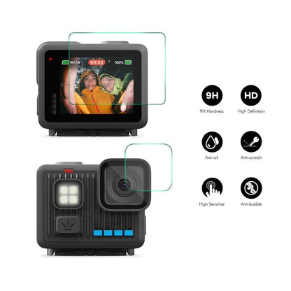 ENKAY HAT PRINCE For GoPro Hero 9 / GoPro LIT Hero High Aluminium-silicon Glass Film   0.2mm 9H Camera Lens + Screen Protector Set