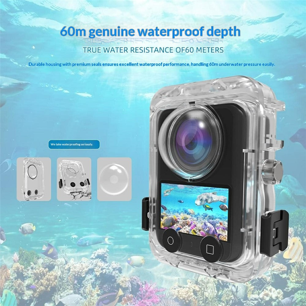 For DJI Osmo 360 Panoramic Action Camera Waterproof Case 60m Underwater Protection Shell Compatible with Magnetic Quick-Release Base
