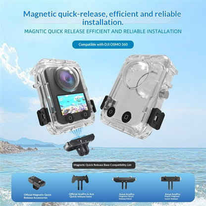For DJI Osmo 360 Panoramic Action Camera Waterproof Case 60m Underwater Protection Shell Compatible with Magnetic Quick-Release Base