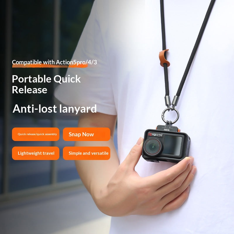 VRIG AC-54 90cm Braided Neck Strap for DJI Action/Insta360 Ace/GoPro Action Camera Anti-Loss Quick Release Lanyard