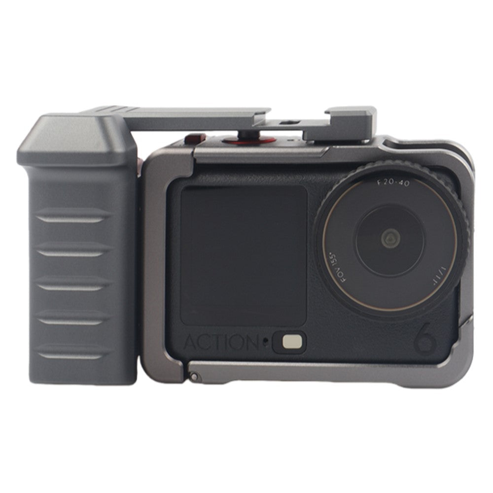 For DJI Osmo Action 6 Metal Camera Cage Set with Handle Grip / Cold Shoe Mount Action Camera Protective Case