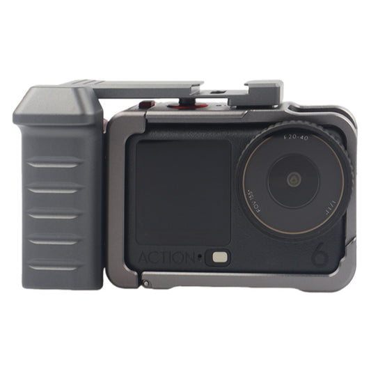 For DJI Osmo Action 6 Metal Camera Cage Set with Handle Grip / Cold Shoe Mount Action Camera Protective Case