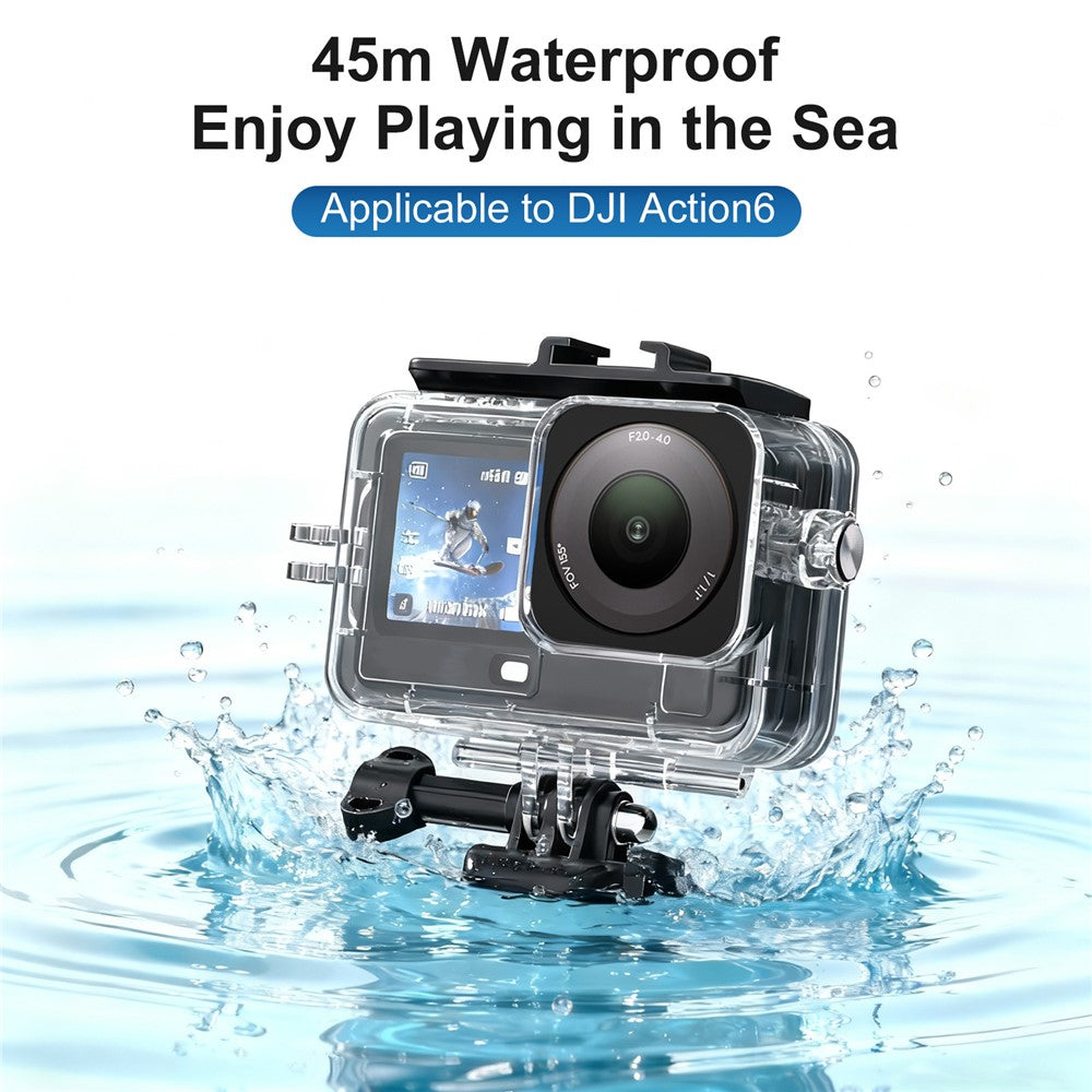 For DJI Osmo Action 6 Camera Underwater Diving Housing 45m Waterproof Case with Filter