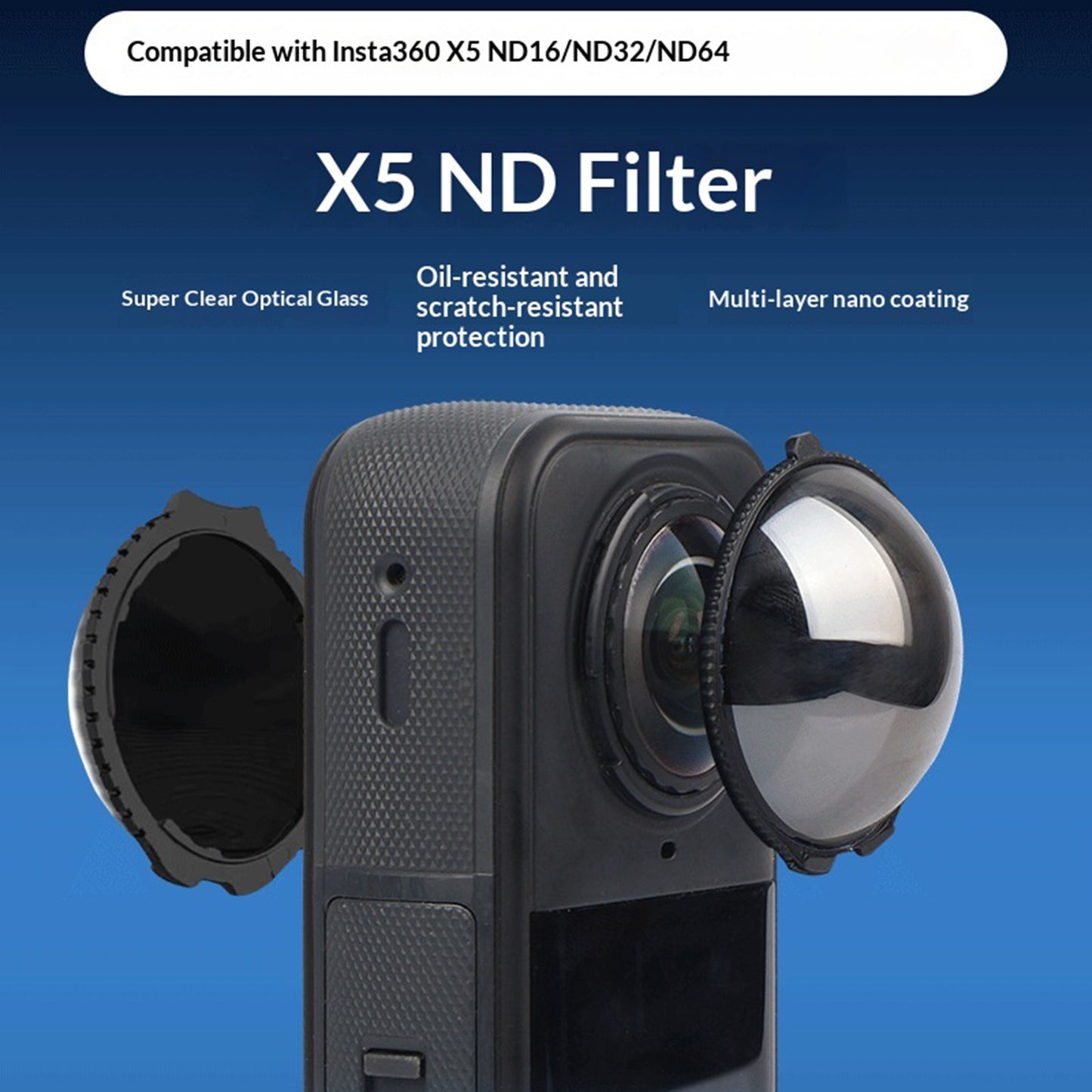 For Insta360 X5 ND Filter Multi-Coated Camera Lens Filter Professional Grade Light Control Optical Glass