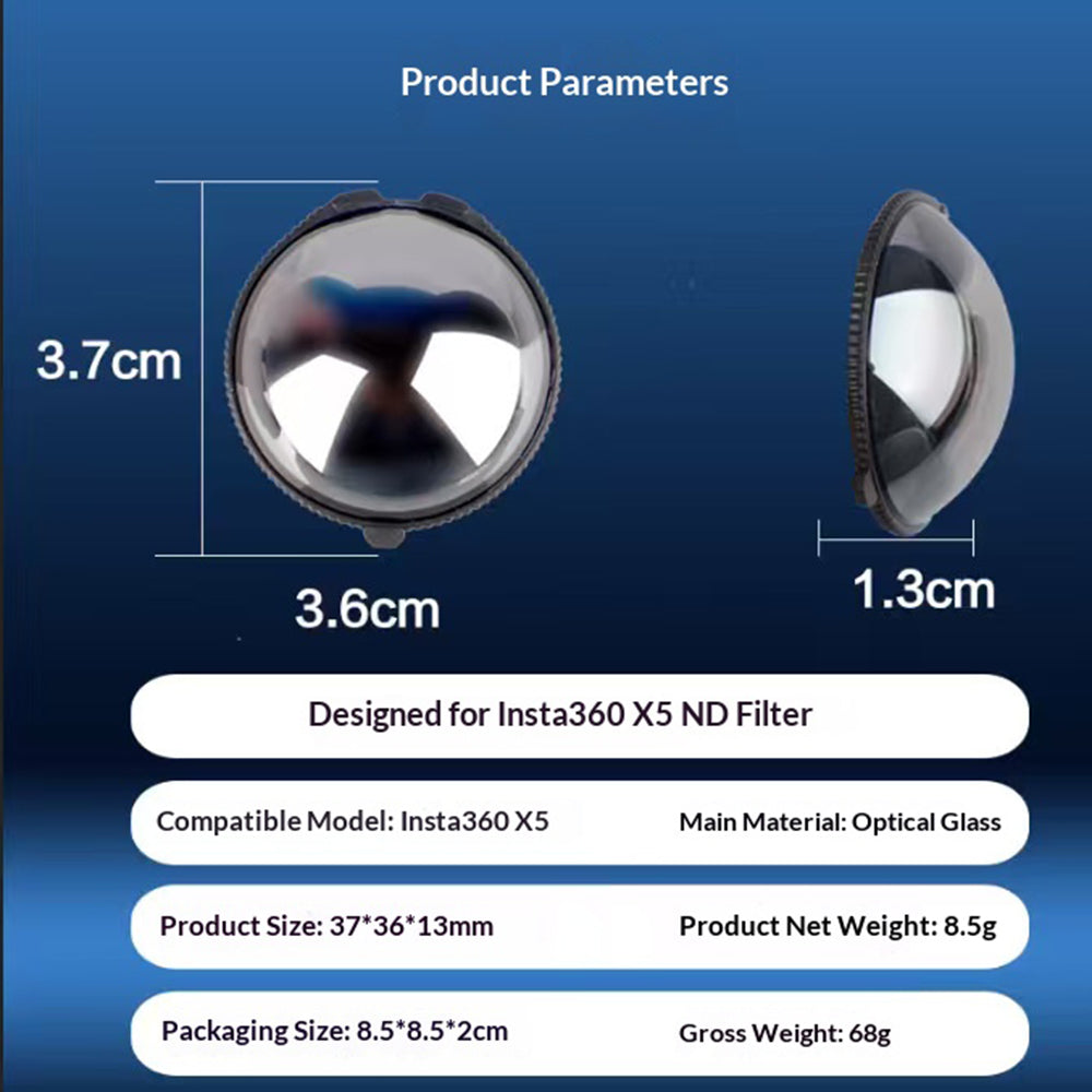 For Insta360 X5 ND Filter Multi-Coated Camera Lens Filter Professional Grade Light Control Optical Glass