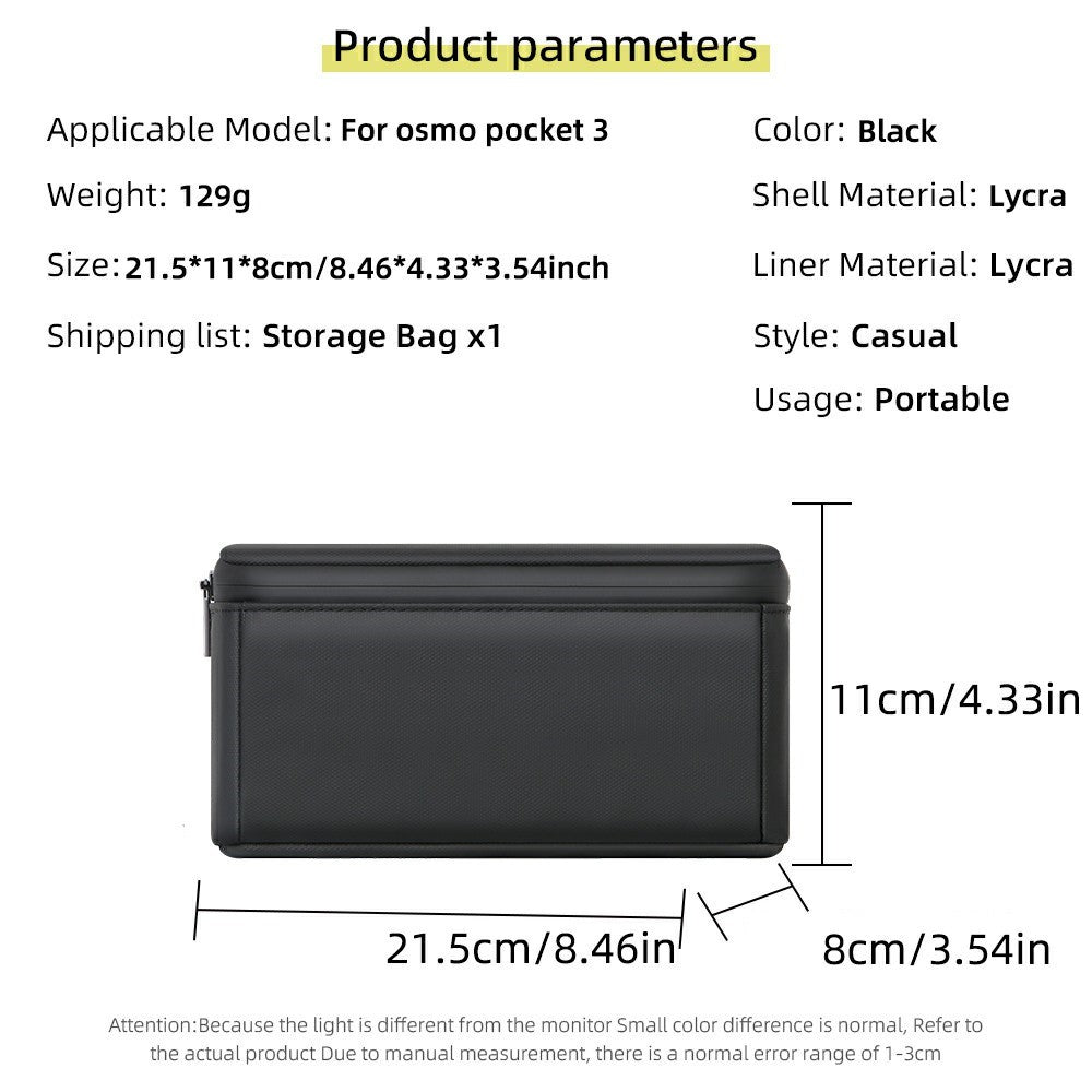 For DJI Osmo Pocket 3 Action Camera Carrying Bag Lycra Portable Storage Case with Hand Strap