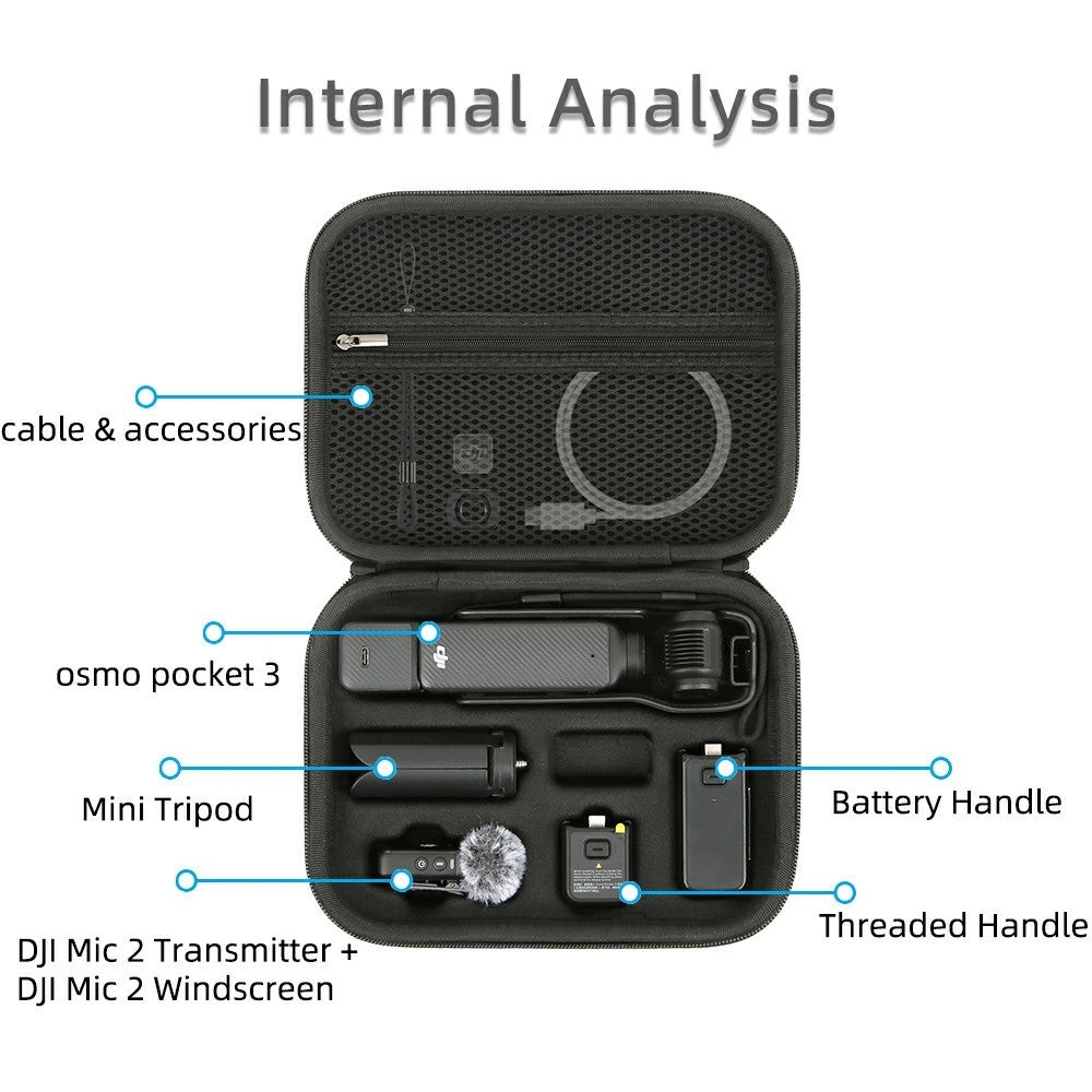 For DJI Osmo Pocket 3 PU Leather Carrying Case with Top Handle Action Camera Portable Storage Bag