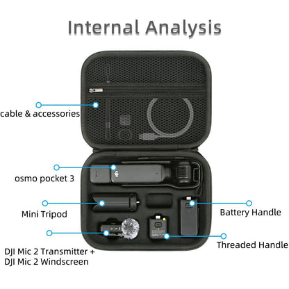 For DJI Osmo Pocket 3 PU Leather Carrying Case with Top Handle Action Camera Portable Storage Bag