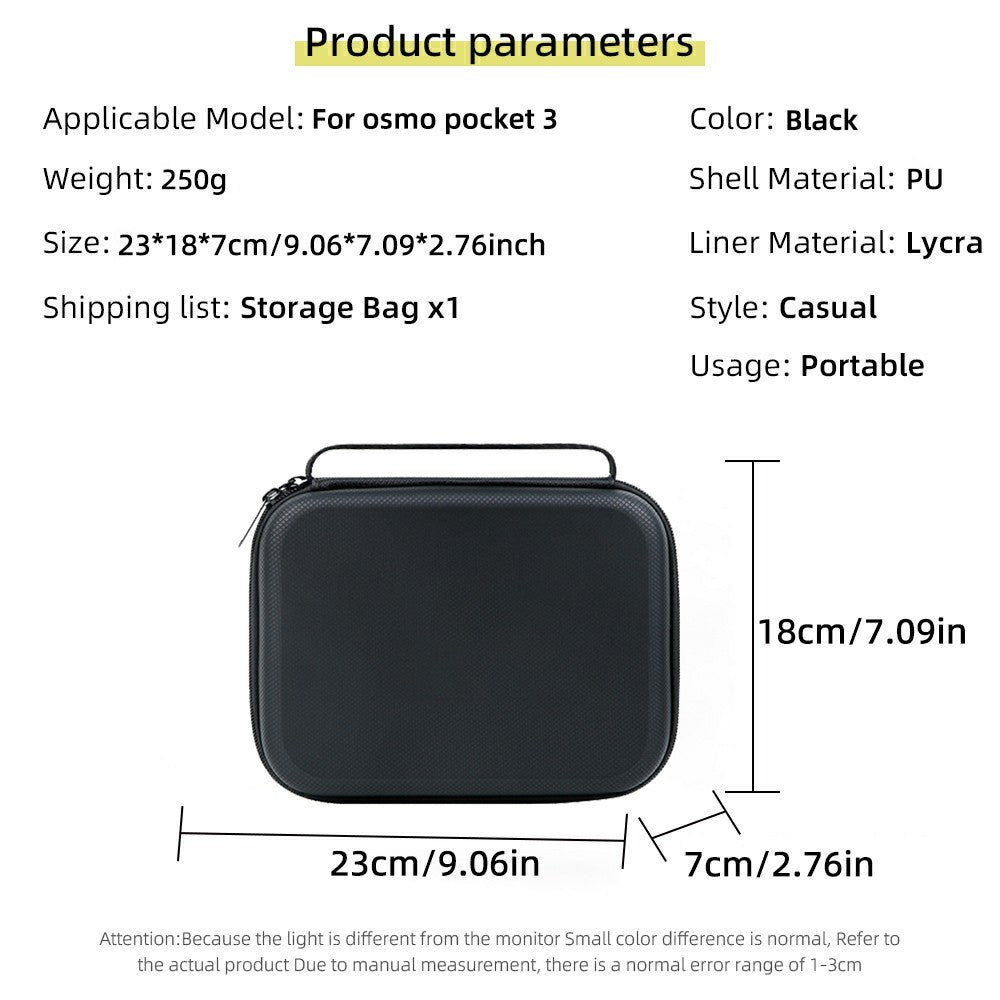 For DJI Osmo Pocket 3 PU Leather Carrying Case with Top Handle Action Camera Portable Storage Bag