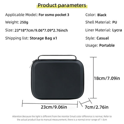 For DJI Osmo Pocket 3 PU Leather Carrying Case with Top Handle Action Camera Portable Storage Bag